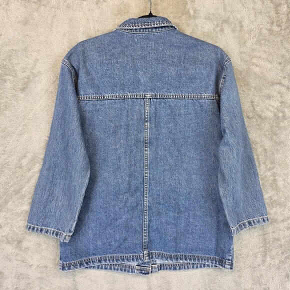 Zara Jacket Youth 11-12 152 Blue Denim Chore Utility Button Front Pockets Kids - Picture 10 of 10